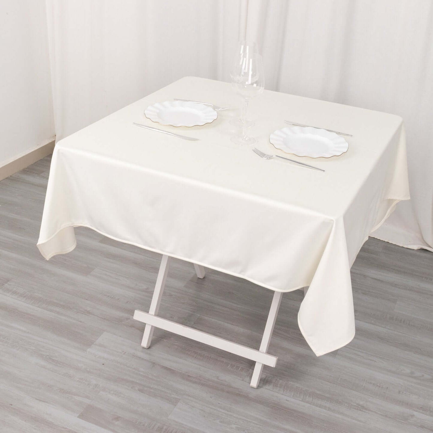 Scuba Square 54"x54" Tablecloth Ivory - Wrinkle Free & Stain Resistant Table Cover