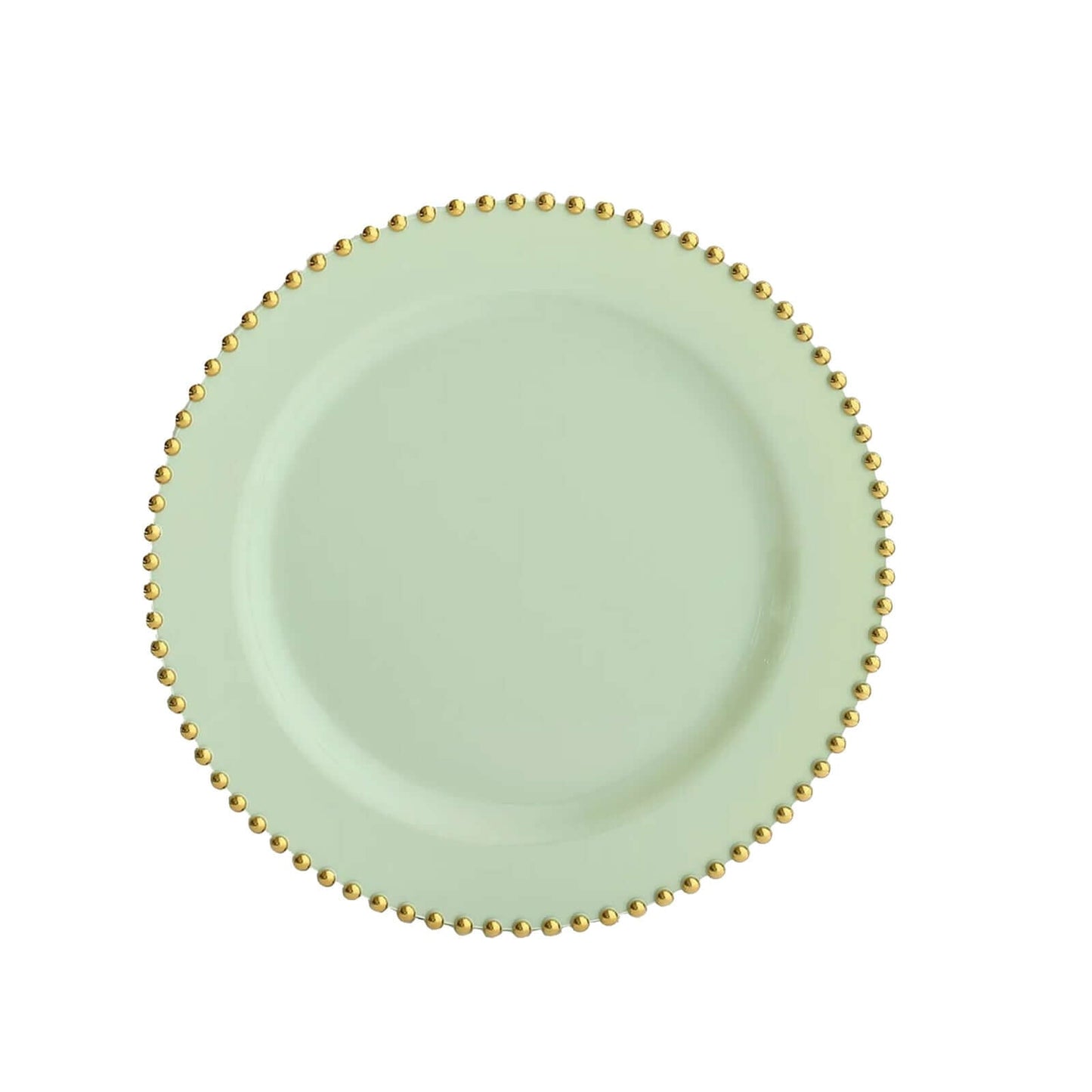10-Pack Sage Green Plastic Dessert Plates – 8" Round with Gold Beaded Rim, Disposable for Parties & Events