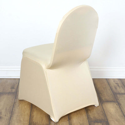 Spandex Chair Cover for Banquet Chairs Champagne - Stretch 160GSM Fabric with Slip - On Slipcover - Linen Luxes