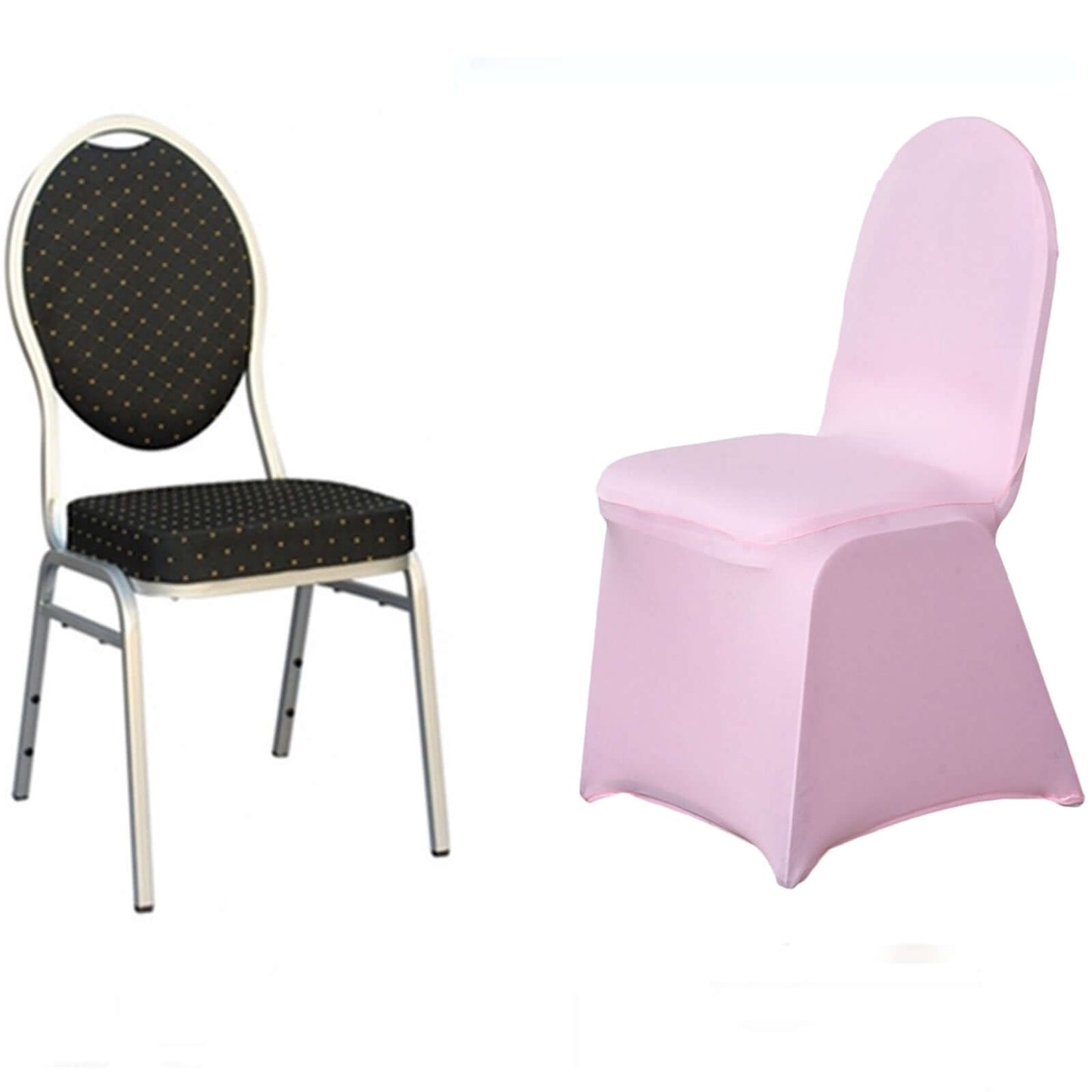 Spandex Chair Cover for Banquet Chairs Pink - Stretch 160GSM Fabric with Slip - On Slipcover - Linen Luxes