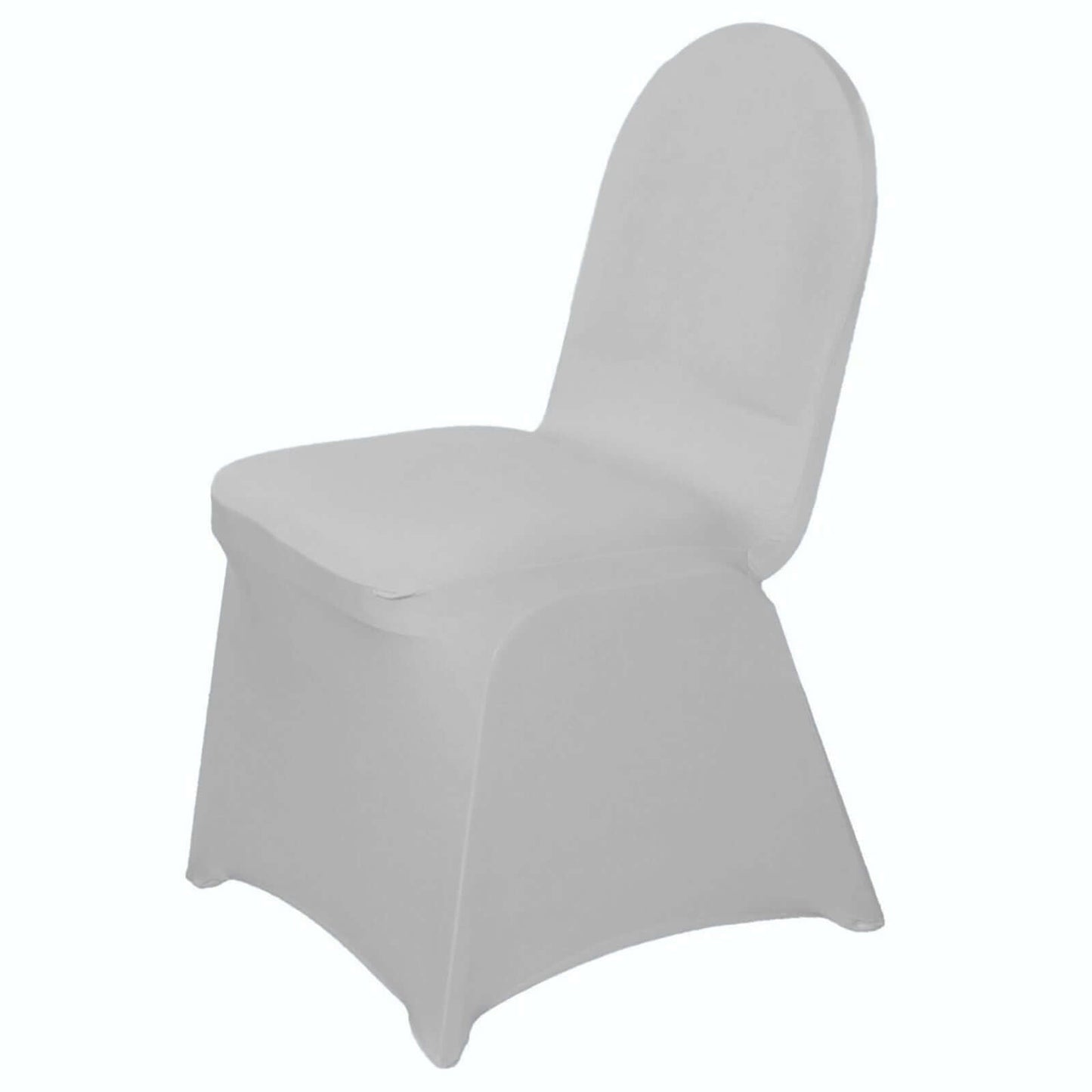 Spandex Chair Cover for Banquet Chairs Silver - Stretch 160GSM Fabric with Slip - On Slipcover - Linen Luxes