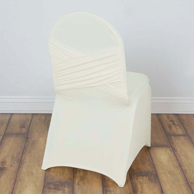 Spandex Chair Cover Madrid Style for Banquet Chairs Ivory - Stylish Stretch 180GSM Fitted Slipcover - Linen Luxes