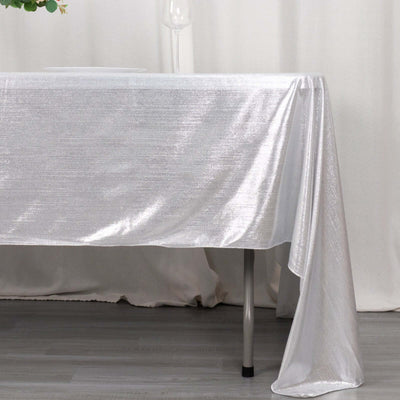 Sequin Dots Polyester 60"x126" Rectangle Tablecloth Shimmering Silver - Wrinkle Free & Sparkling Table Cover