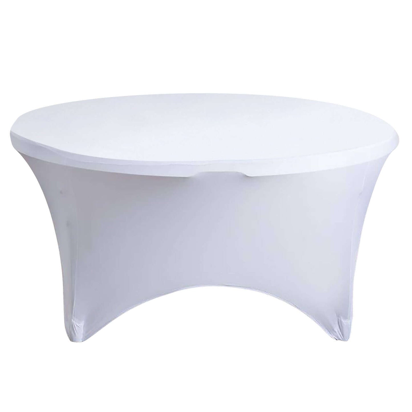 Stretch Spandex 5ft Round Tablecloth White - Durable Form - Fitting Table Cover for Events & Presentations - Linen Luxes