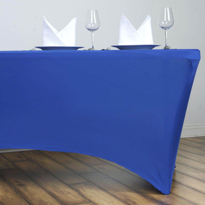 Stretch Spandex 6ft Rectangle Tablecloth Royal Blue - Durable Form - Fitting Table Cover - Linen Luxes