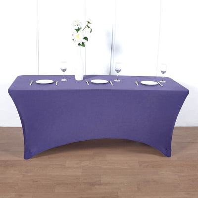 Stretch Spandex 96"x30" Rectangle Table Cover Purple - Durable Form - Fitting Tablecloth - Linen Luxes