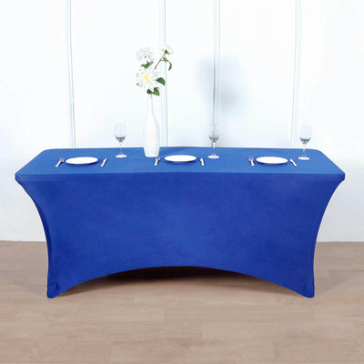 Stretch Spandex 96"x30" Rectangle Table Cover Royal Blue - Durable Form - Fitting Tablecloth - Linen Luxes