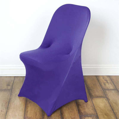 Stretch Spandex Chair Cover Purple for Folding Chairs - Reusable & Wrinkle - Resistant 160GSM Fitted Slipcover - Linen Luxes