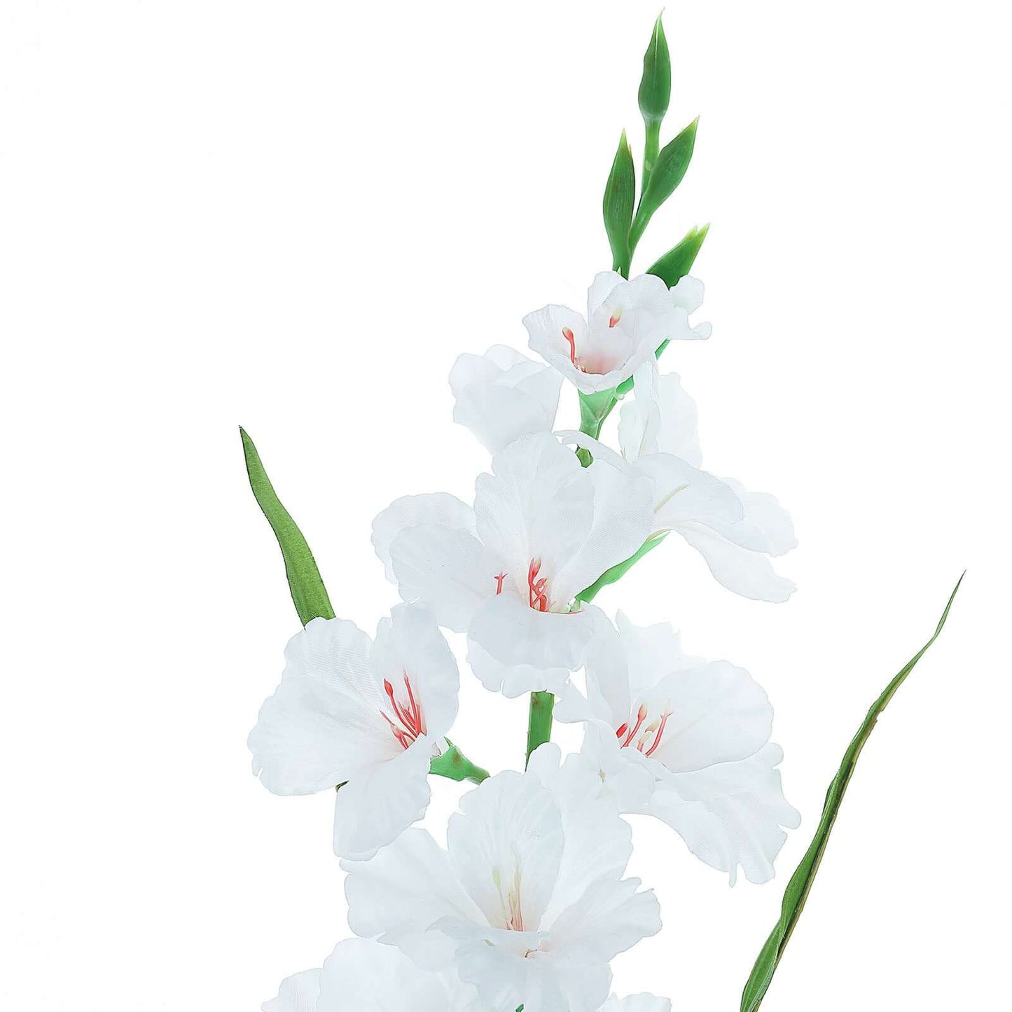 3 Stems 36" Tall White Artificial Silk Gladiolus Flower Spray Bush