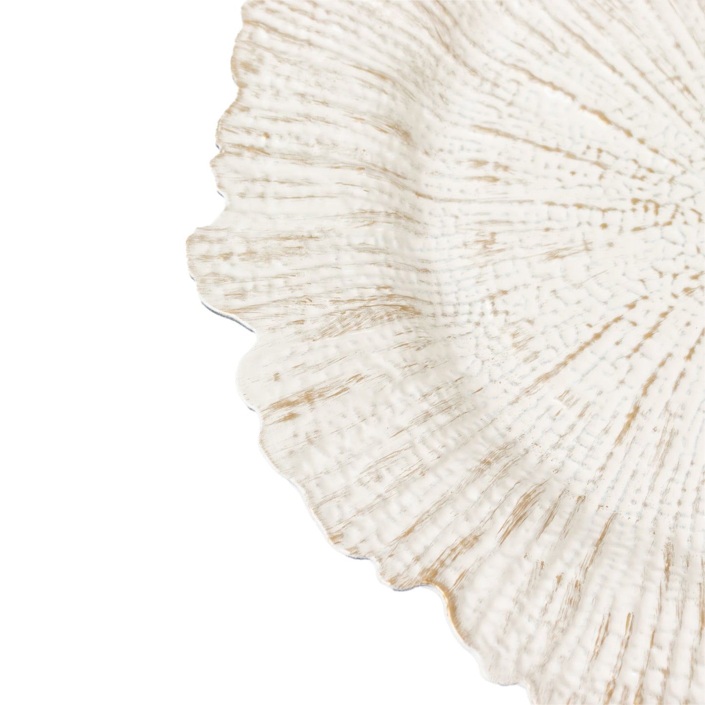 6-Pack Acrylic Plastic Round Charger Plates 13" in Antique White with Reef Design, Dinner Charger Tableware