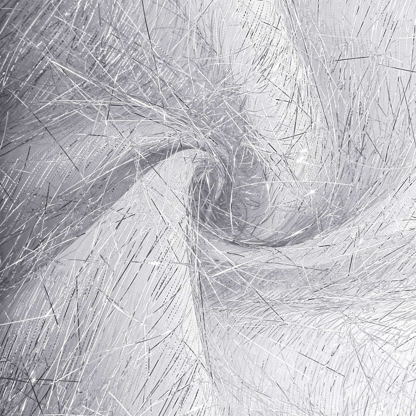 Metallic Tinsel Polyester 12"x108" Table Runner Silver - Shimmery Fringe Shag Table Decor