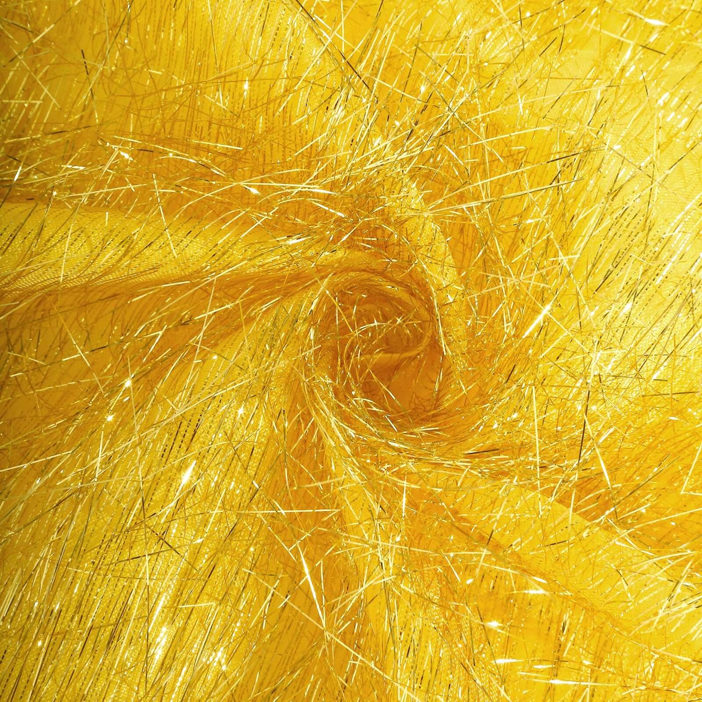 Metallic Tinsel Polyester 12"x108" Table Runner Gold - Shimmery Fringe Shag Event Table Decor