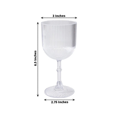 12-Pack Plastic Goblets Clear Vintage Ribbed Pattern - Reusable Shatterproof Glassware 9oz