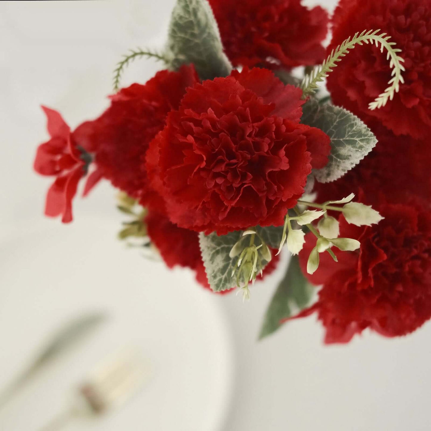 3 Pack 14" Red Artificial Silk Carnation Flower Arrangements, Faux Floral Bouquets Bushes