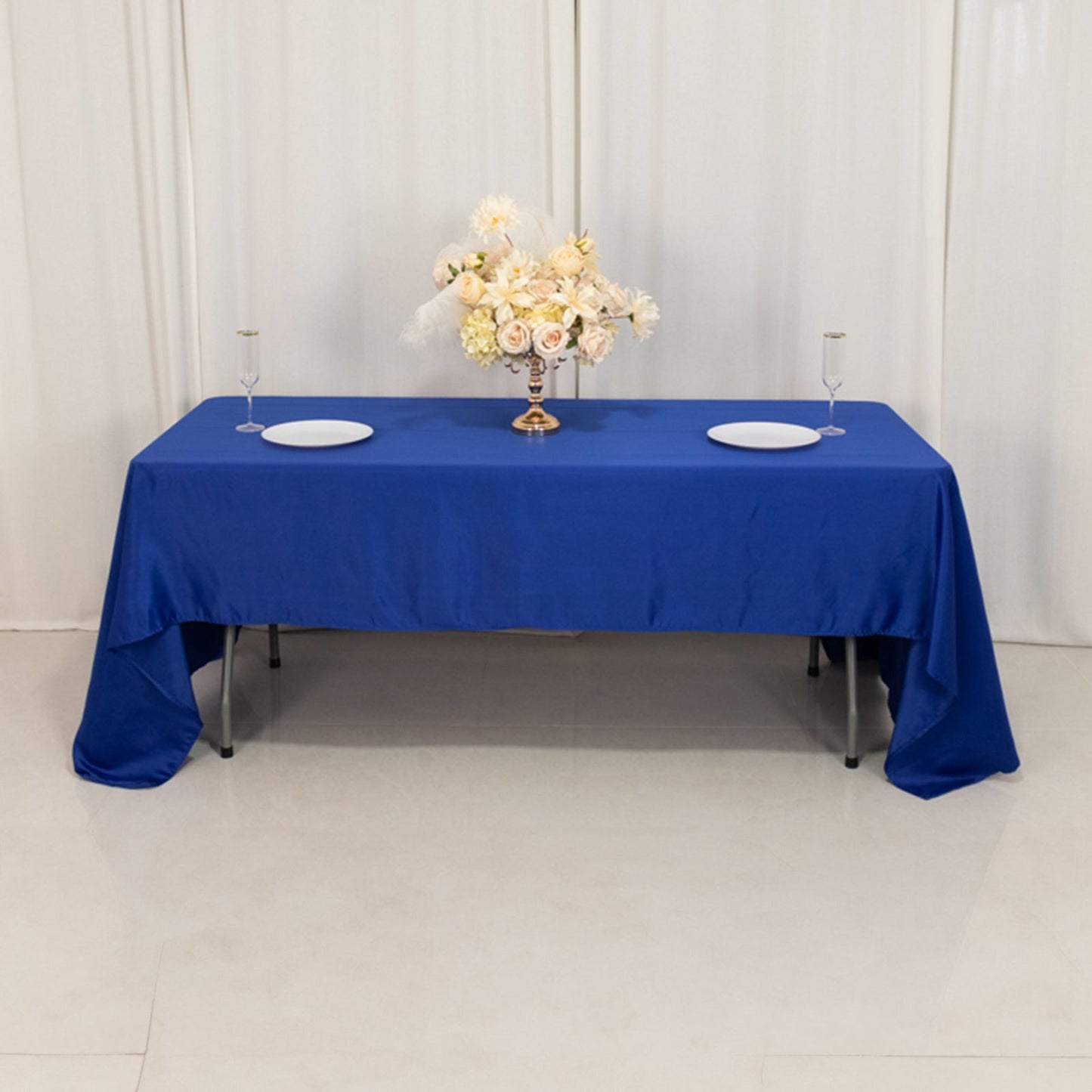 Lamour Satin 60"x126" Rectangle Tablecloth Royal Blue - Soft & Silk-Like Table Cover