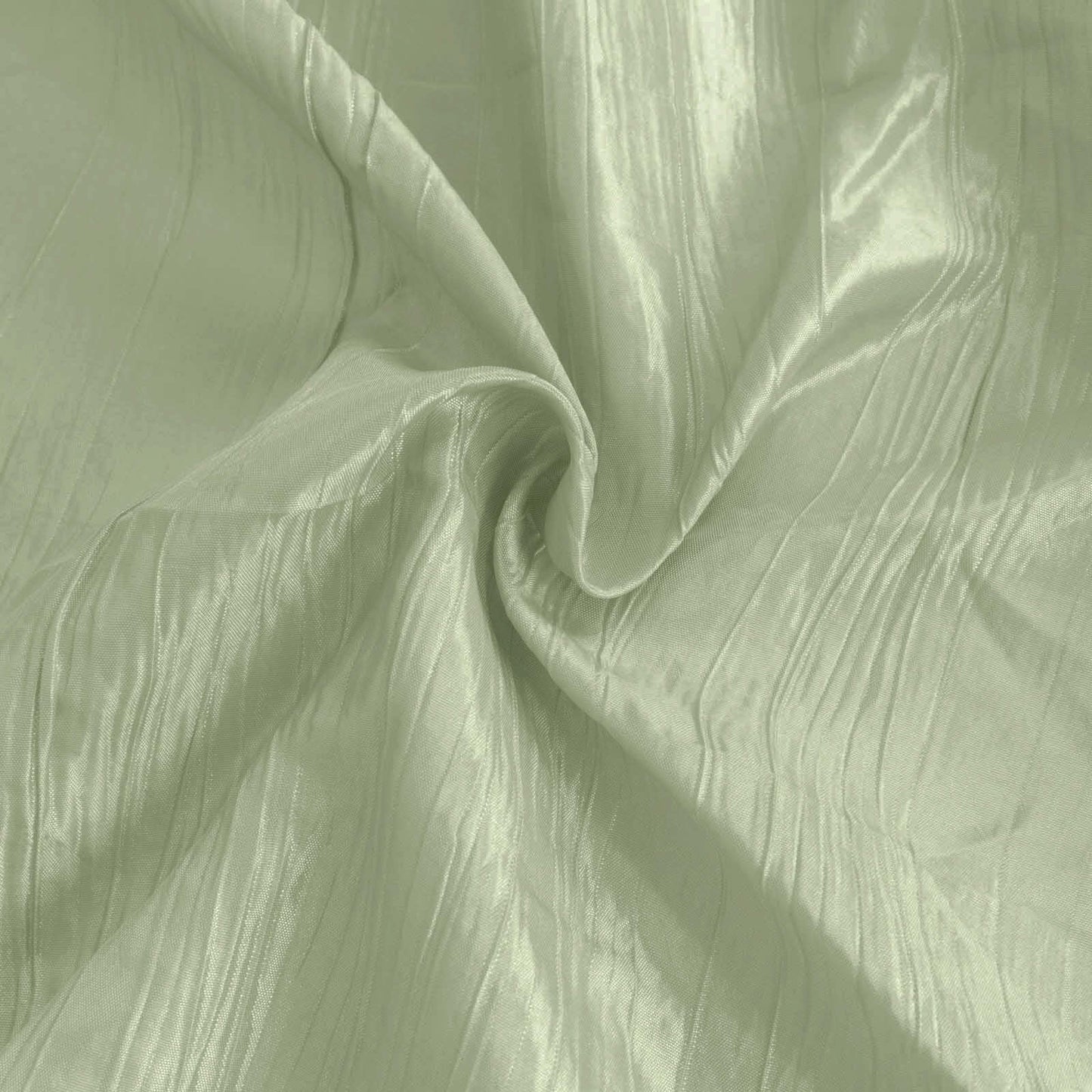 Taffeta 132" Round Tablecloth Sage Green - Seamless Accordion Crinkle Table Cover