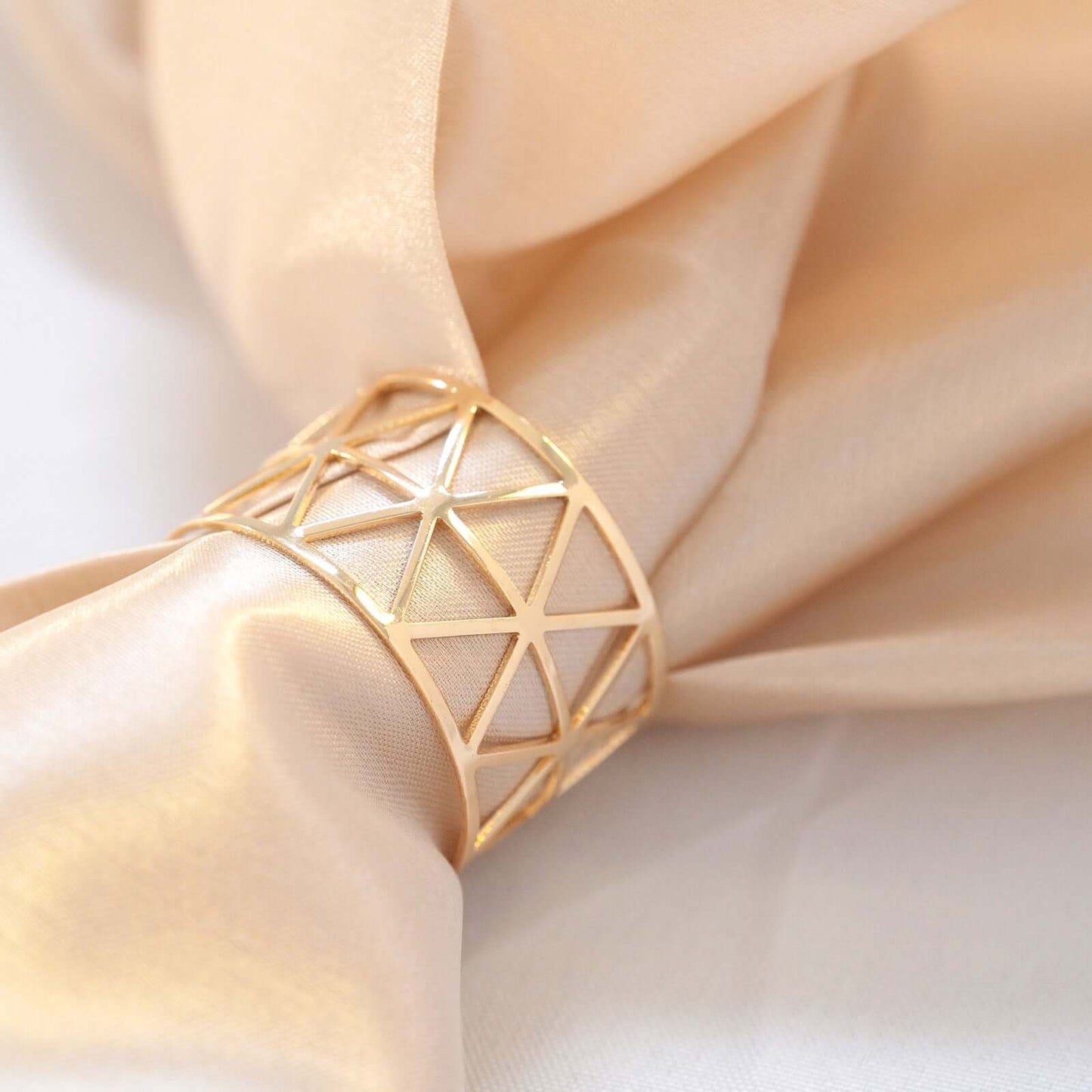 5 Pack Metallic Gold Geometric Napkin Rings, Paper Napkin Holders