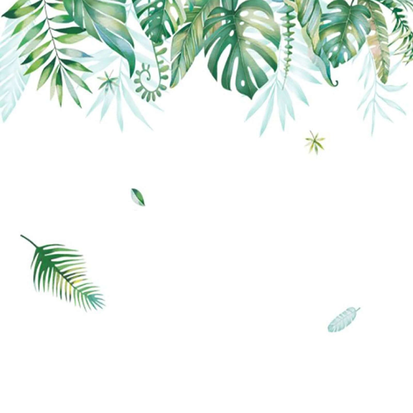 Green Tropical Assorted Hanging Leaves Wall Decals, Plant Peel Removable Stickers