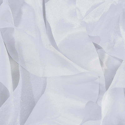 Taffeta 21ft Table Skirt White Cascading Curly Willow Style for Weddings & Banquets - Linen Luxes