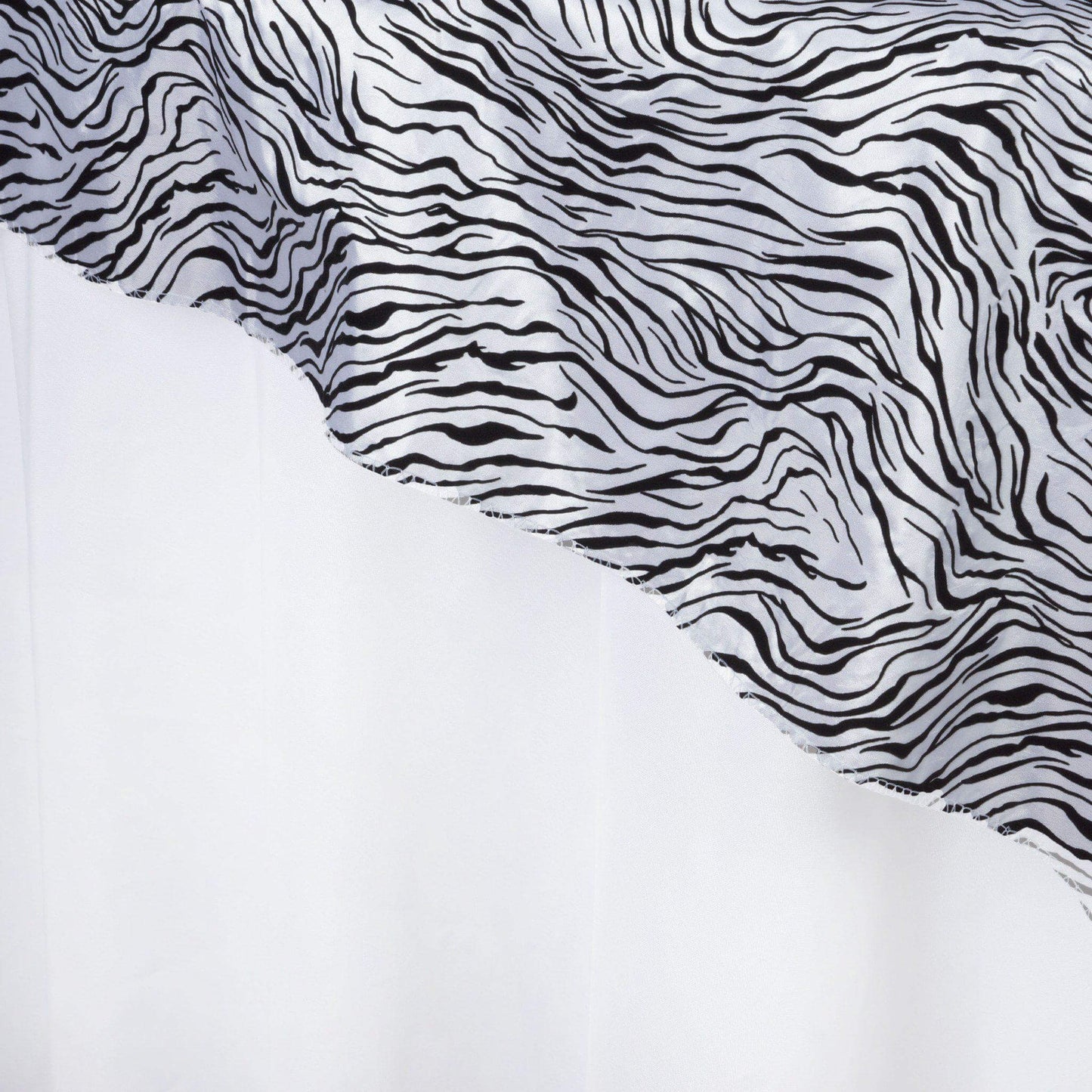 Taffeta 90"x90" Table Overlay Black and White - Tiger Print Table Topper for Jungle Theme - Linen Luxes