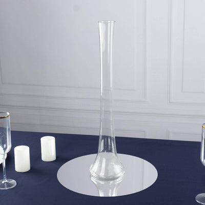 6-Pack Glass Eiffel Tower Vases Clear with Round Base - Tall Skinny Flower Bud Wedding Centerpieces 20"