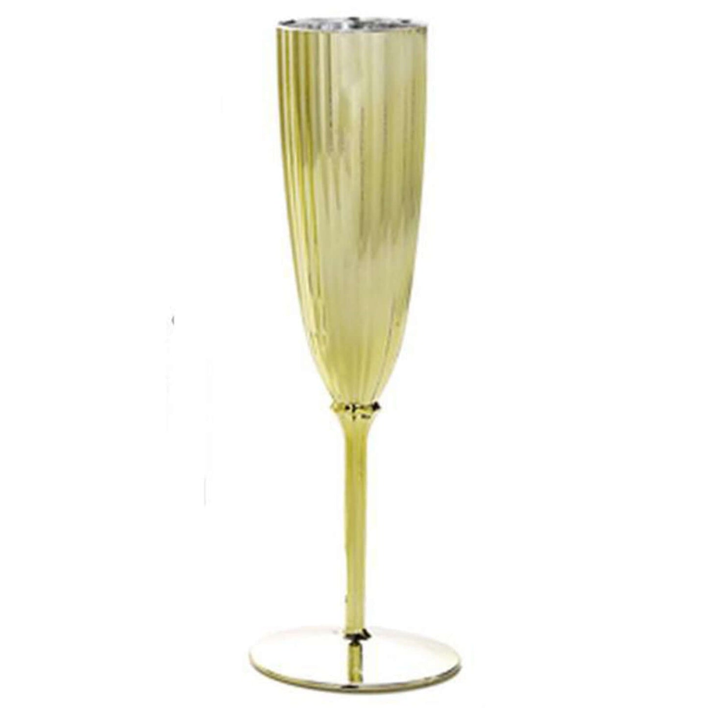 6-Pack Plastic Champagne Flutes in Metallic Gold - Classy Disposable Champagne Glasses for Toasting & Cocktail Parties 5oz