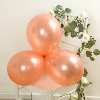 50 Pack Rose Gold Biodegradable Balloons, 12" Thickened Extra Strong Eco-friendly Latex Helium Party Balloons