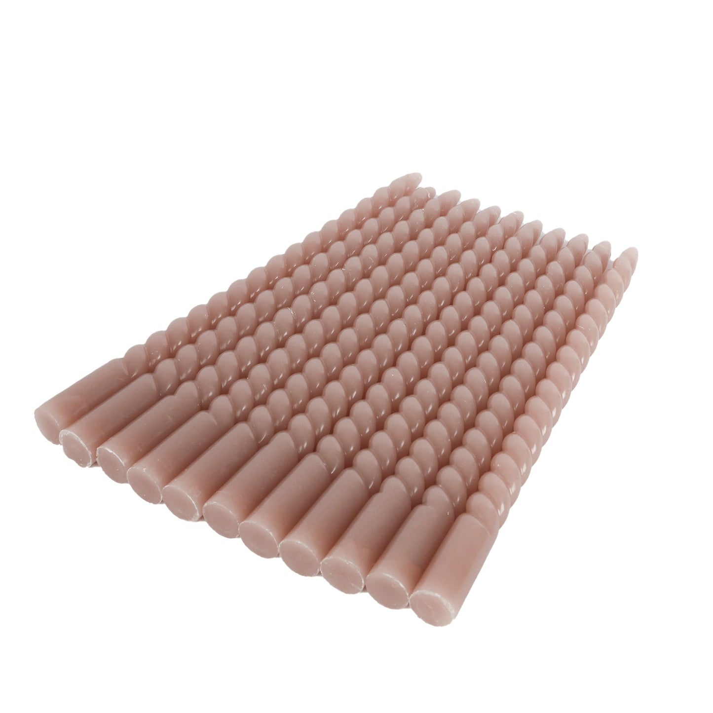 12-Pack Taper Candles Spiral Long Burn Wick Design Dusty Rose - Premium Unscented Wax Dinner Candle Sticks 11"