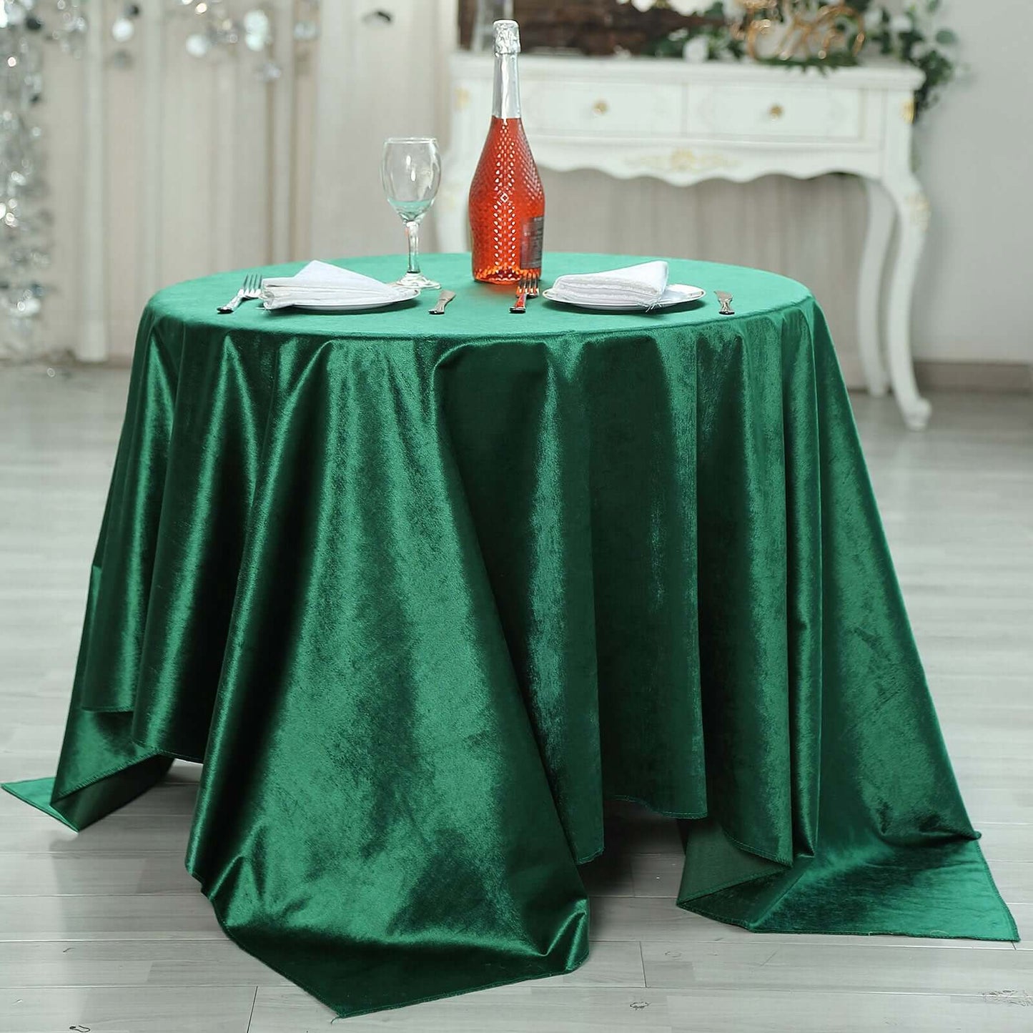 Velvet 72"x72" Table Overlay Square Tablecloth Hunter Emerald Green - Premium Soft Finish Table Topper - Linen Luxes