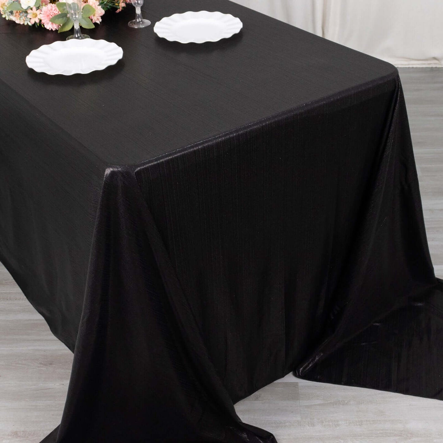 Sequin Dots Polyester 90"x132" Rectangle Tablecloth Shimmering Black - Seamless, Glittering & Wrinkle Free Table Cover