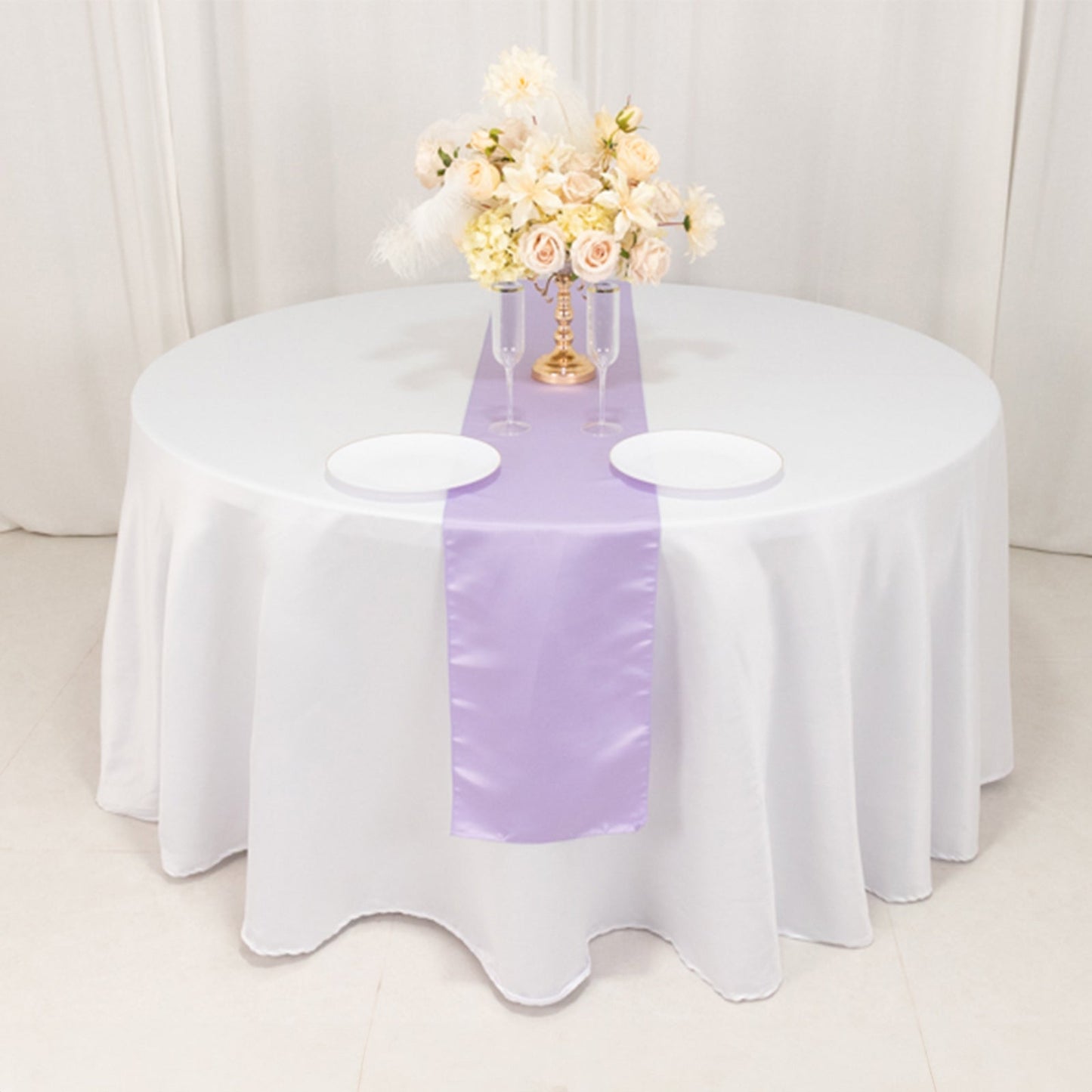 Lamour Satin 12"x108" Table Runner Lavender Lilac - Smooth & Lustrous Finish