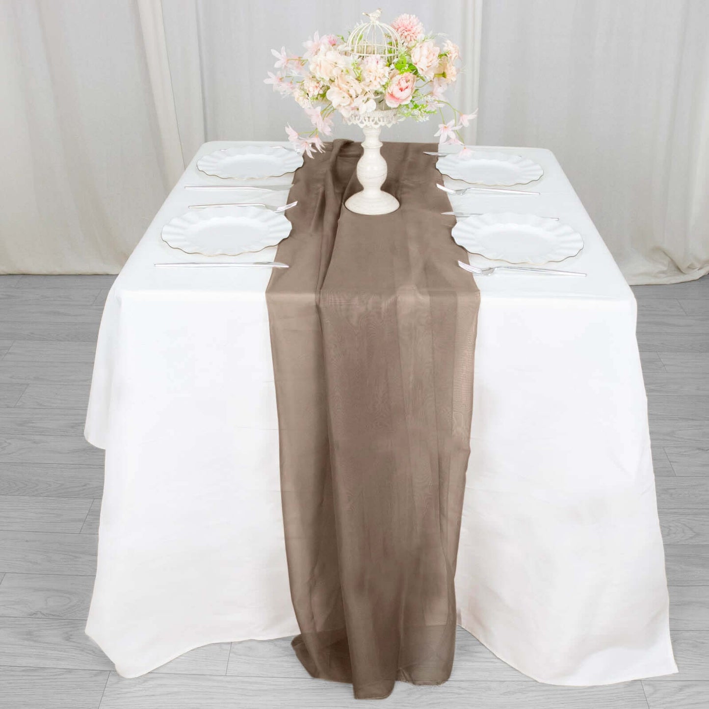 Chiffon 6ft Table Runner Taupe - Flowy & Lightweight Table Decor