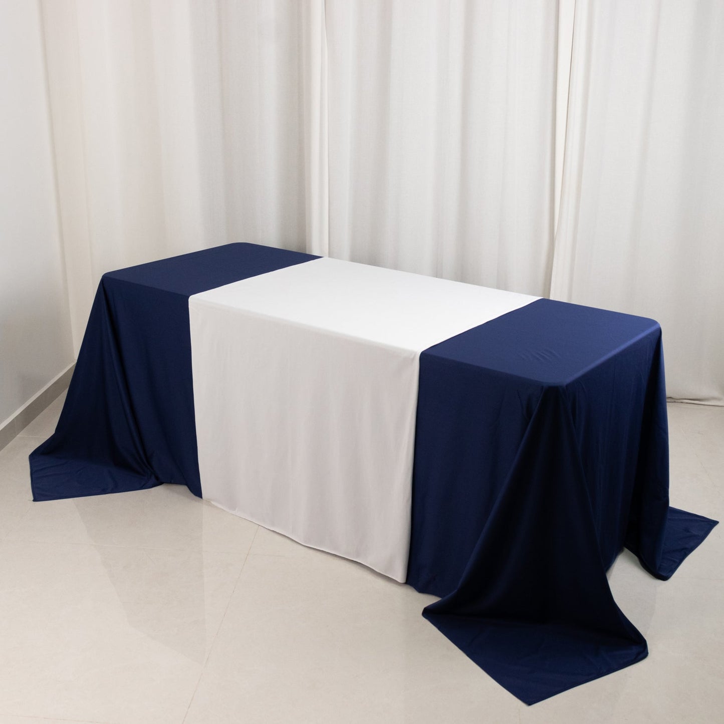 Scuba Polyester 36"x72" Wide Table Runner White - Wrinkle-Free Trade Show Table Linen for Events & Exhibits