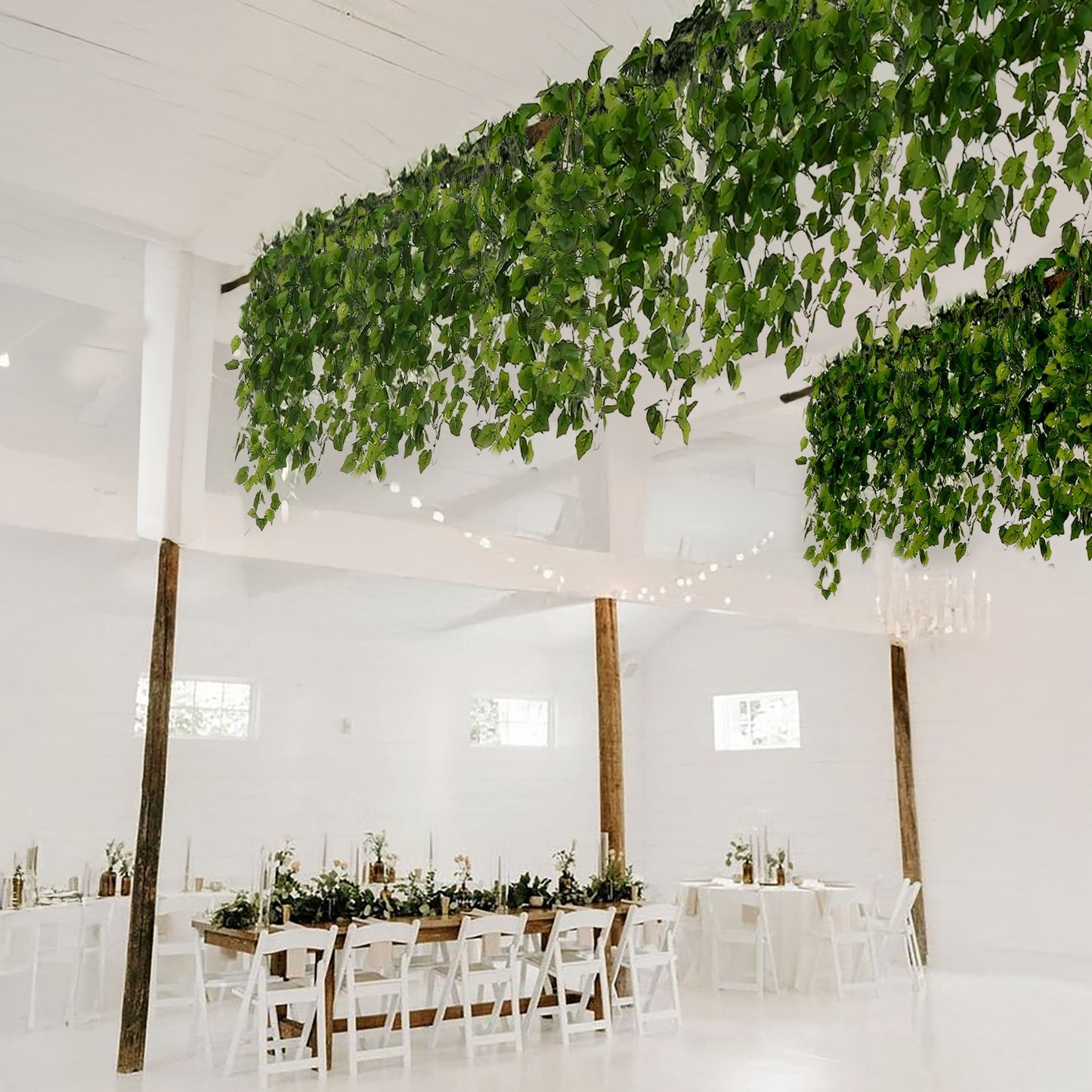 3-Pack Hanging Bush Vines - 3ft Artificial Greenery, Cottonwood Leaves for Walls, Arches & Event Backdrops