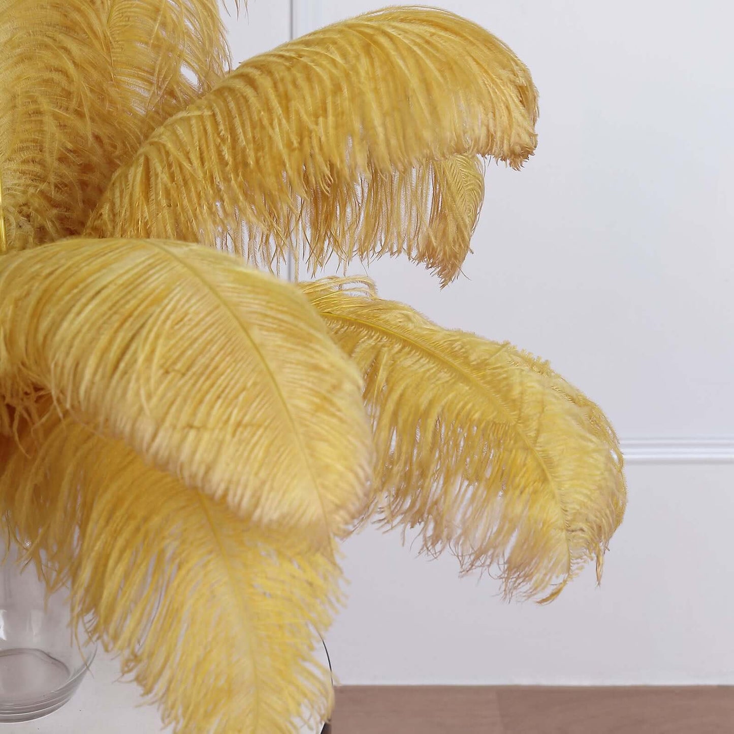 12 Pack Gold Natural Plume Ostrich Feathers Centerpiece Filler - 24"-26"