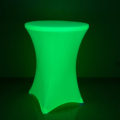 Glow Neon Green Fitted Spandex Cocktail Tablecloth – 30" Round, Wrinkle-Free Cover