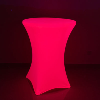 Glow Neon Fuchsia Fitted Spandex Cocktail Tablecloth – 30" Round, Wrinkle-Free Cover