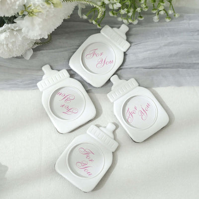 4 Pack White Resin 4" Baby Feeding Bottle Picture Frame Party Favors, Baby Shower Favors, Gender Reveal Party Gifts