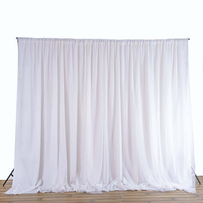 White Chiffon Polyester Event Curtain Drapes, Dual Layer Divider Backdrop Event Panels with Rod Pockets - 20ftx10ft - Linen Luxes