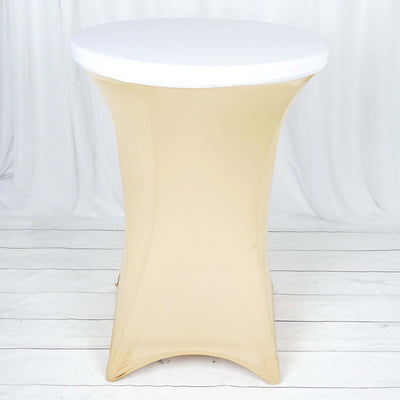 Spandex Table Top Cover White Fitted Cocktail Topper - Wrinkle-Free Event Decor
