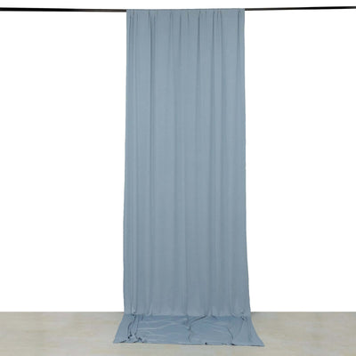 Dusty Blue 4-Way Stretch Spandex Event Curtain Drapes, Wrinkle Free Backdrop Event Panel with Rod Pockets - 5ftx12ft