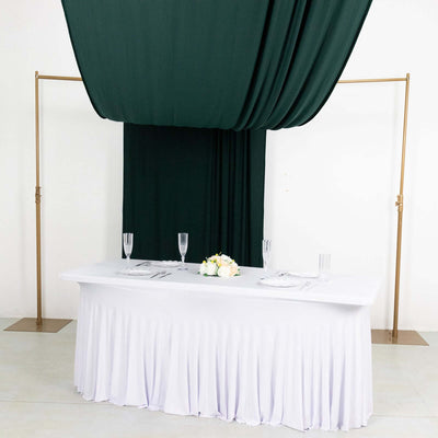 Hunter Emerald Green 4-Way Stretch Spandex Event Curtain Drapes, Wrinkle Free Backdrop Event Panel with Rod Pockets - 5ftx18ft