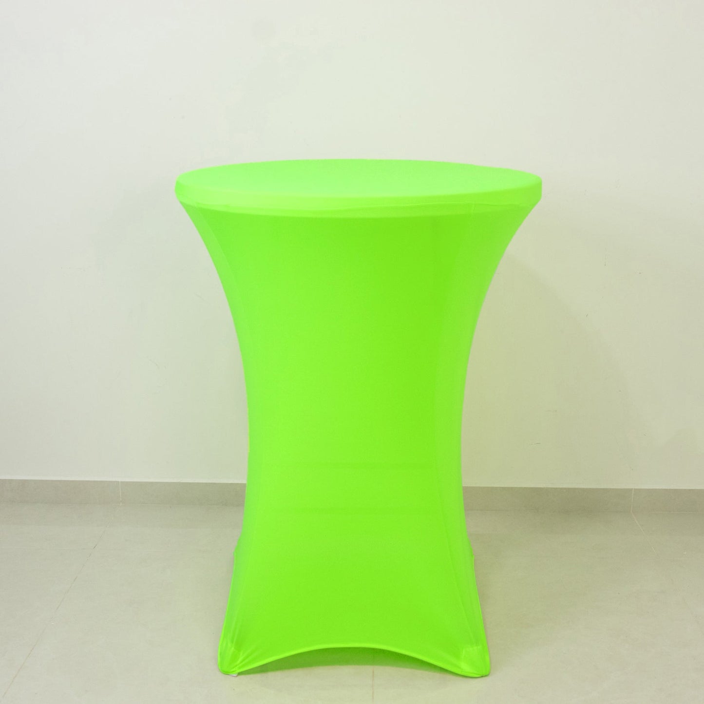 Glow Neon Green Fitted Spandex Cocktail Tablecloth – 30" Round, Wrinkle-Free Cover