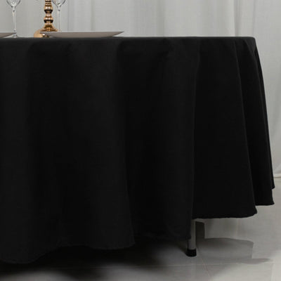 Cotton Blend 108" Round Tablecloth Black - Wrinkle-Resistant Design