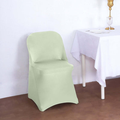 Stretch Spandex Chair Cover Sage Green for Folding Chairs - Reusable & Wrinkle-Resistant 160GSM Fitted Slipcover