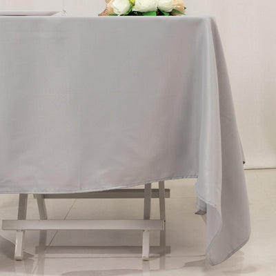 Premium Polyester Square Tablecloth 70"x70" Silver 220GSM Wrinkle-Resistant Table Cover