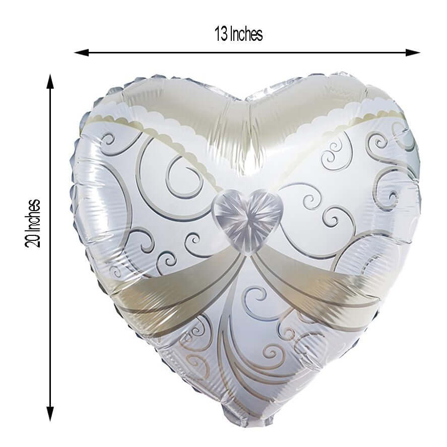 1 Pair 20" Heart Shaped Bride and Groom Mylar Foil Helium Air Balloons - Linen Luxes
