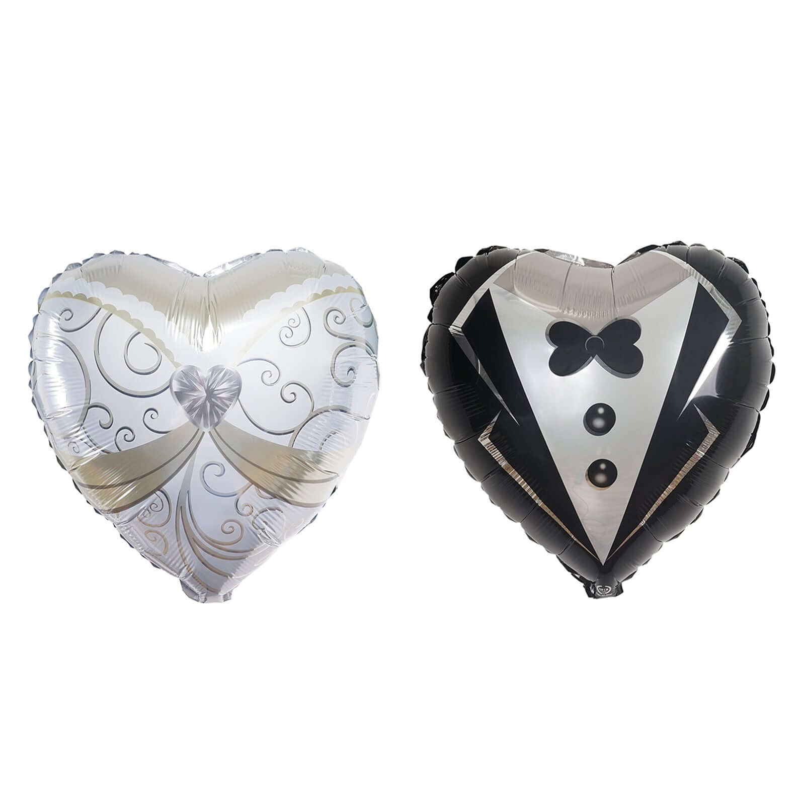 1 Pair 20" Heart Shaped Bride and Groom Mylar Foil Helium Air Balloons - Linen Luxes