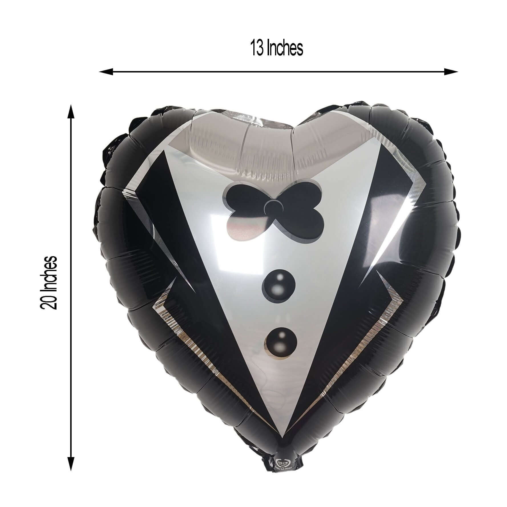 1 Pair 20" Heart Shaped Bride and Groom Mylar Foil Helium Air Balloons - Linen Luxes