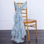 1 Set Chiffon Hoods Chair Sashes with Willow Ruffles Design Dusty Blue - Stylish Chair Bow Decor - Linen Luxes